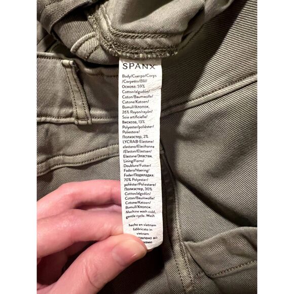 NWT Spanx Stretch Twill Straight Leg Pants in Olive Oil Women's Size Large - Picture 9 of 12